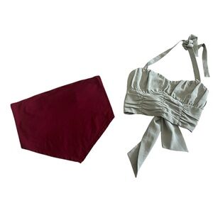 Forever 21 Burgundy and Gray Bandeau Set